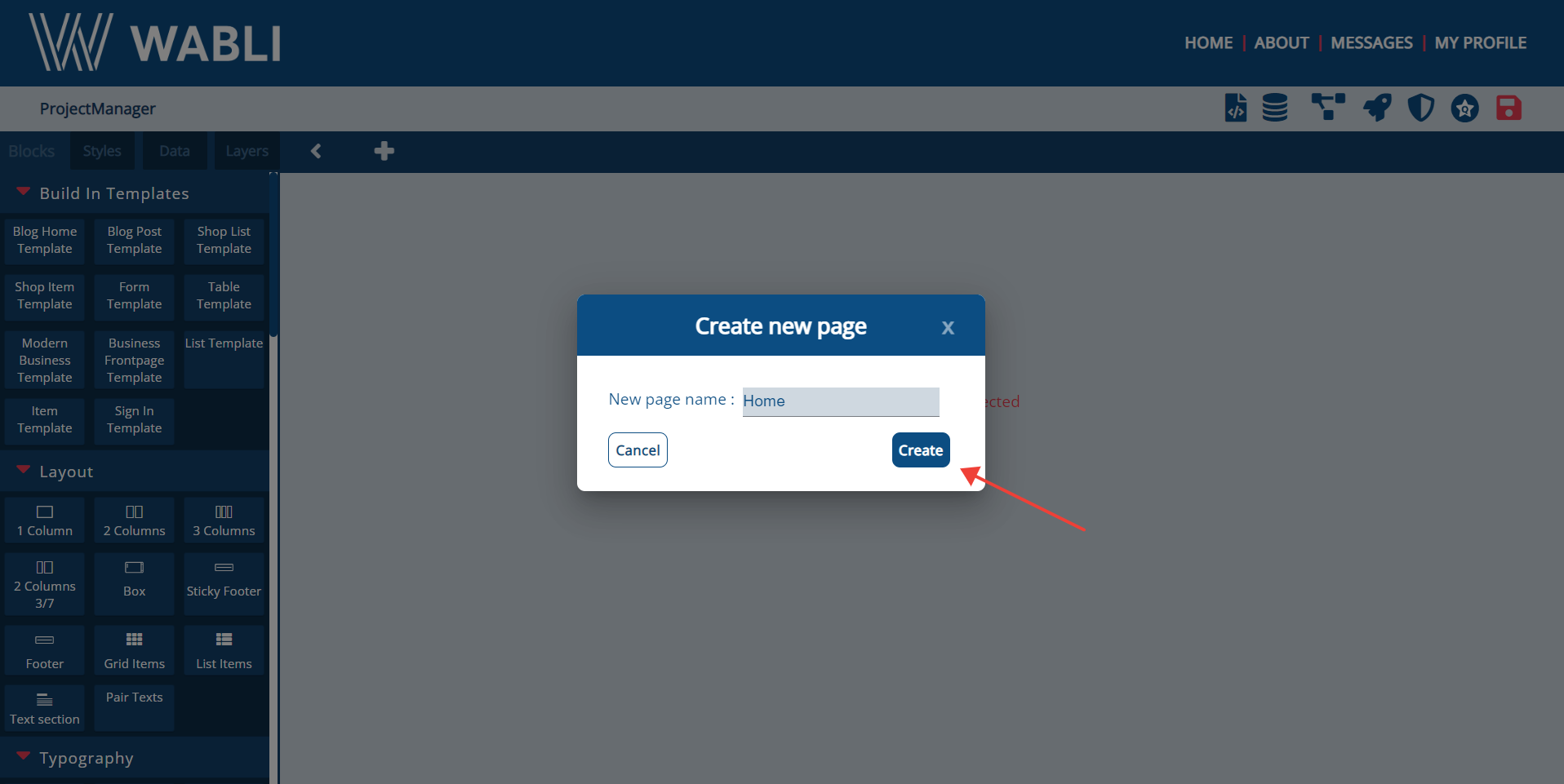 create new page name